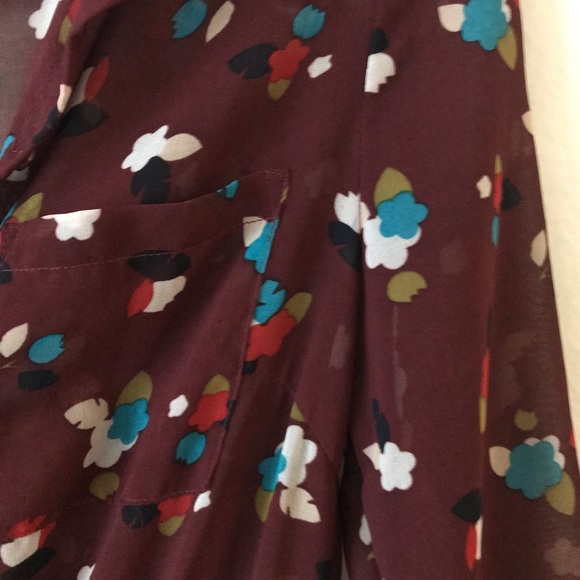 Forever 21 Maroon Semi Sheer Floral Mini Dress - Picture 2 of 4